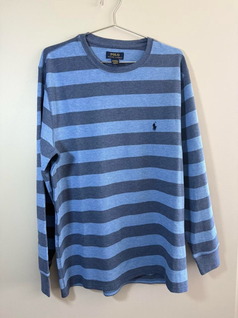 Polo Ralph Lauren Shirt Men's Striped Long Sleeve Crewneck Cotton Blend Size XL